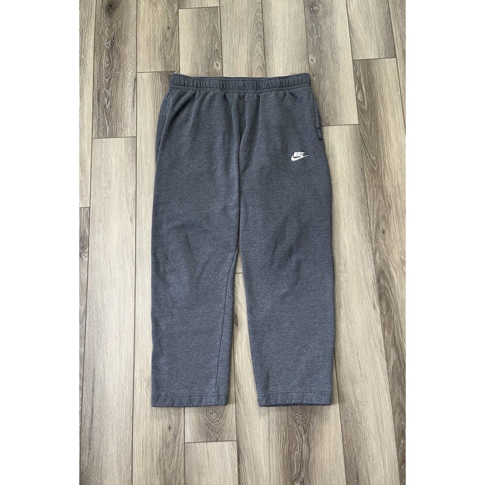 Nike Fleece Straight Leg Gray Sweatpants Women’s Sz Large Drawstring Pockets